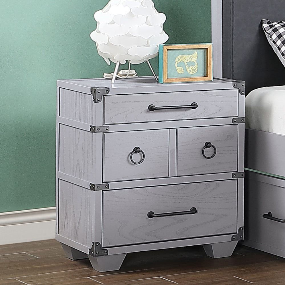 ACME Nightstands & Side Tables - ACME Orchest Nightstand w/3 Drw, Gray