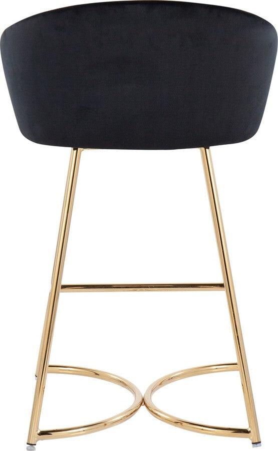 Lumisource Barstools - Cece /Glam Counter Stool In Gold Steel & Black Velvet (Set of 2)