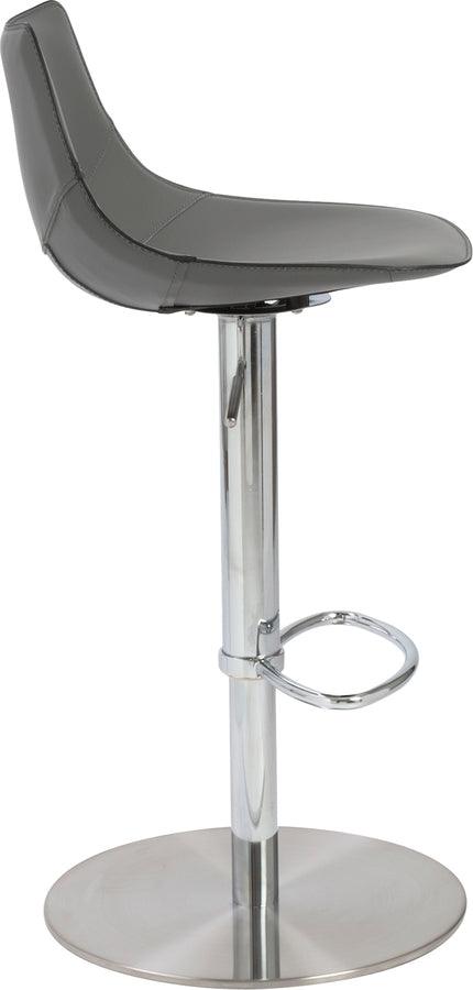 Euro Style Barstools - Rudy Adjustable Swivel Bar/Counter Stool in Gray with Brushed Stainless Steel Base