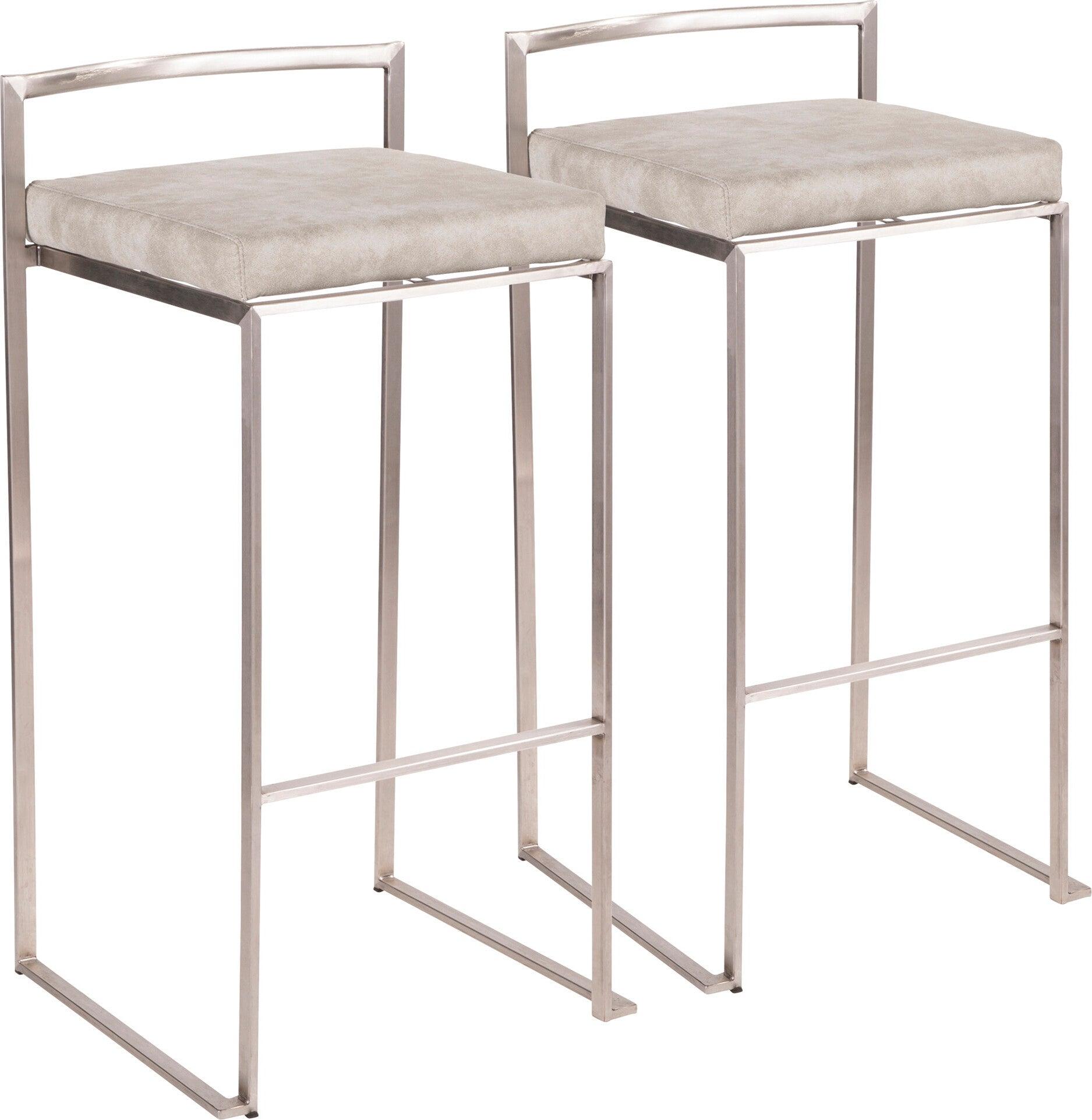 Lumisource Barstools - Fuji Stacker Barstool & Light Gray Cowboy (Set of 2)