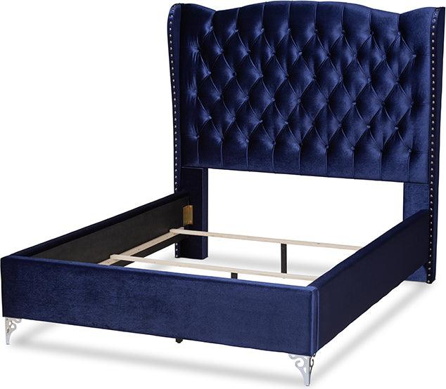 Wholesale Interiors Beds - Hanne Queen Bed Navy Blue