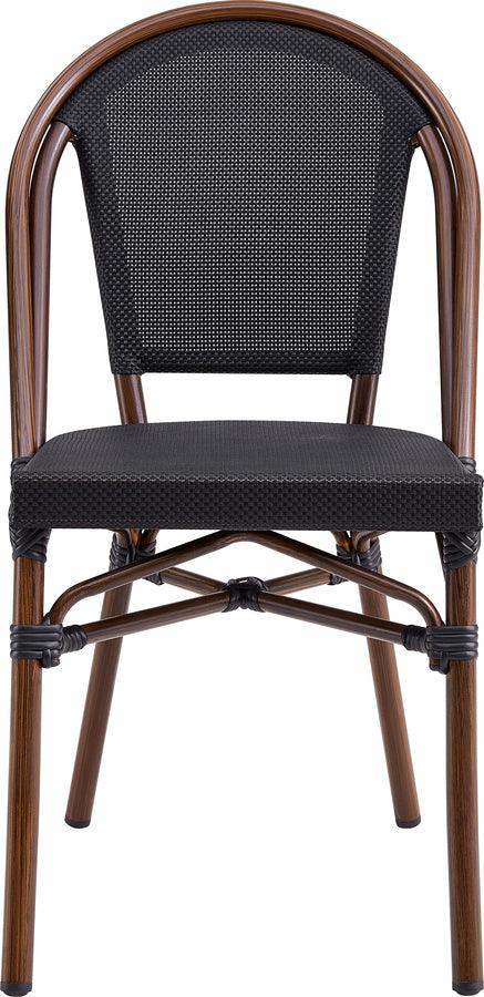 Euro Style Dining Chairs - Jannie Stacking Side Chair in Black Textylene Mesh with Brown Frame - Set of 2