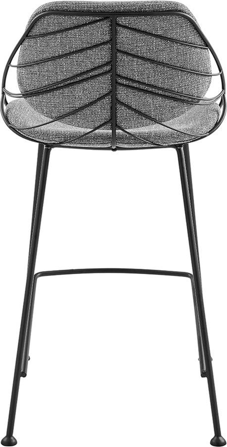 Euro Style Barstools - Linnea-C Counter Stool in Light Gray Fabric with Matte Black Frame and Legs - Set Of 2