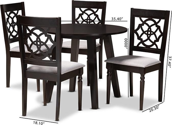 Wholesale Interiors Dining Sets - Eliza Grey Fabric Upholstered and Walnut Brown Finished Wood 5-Piece Dining Set
