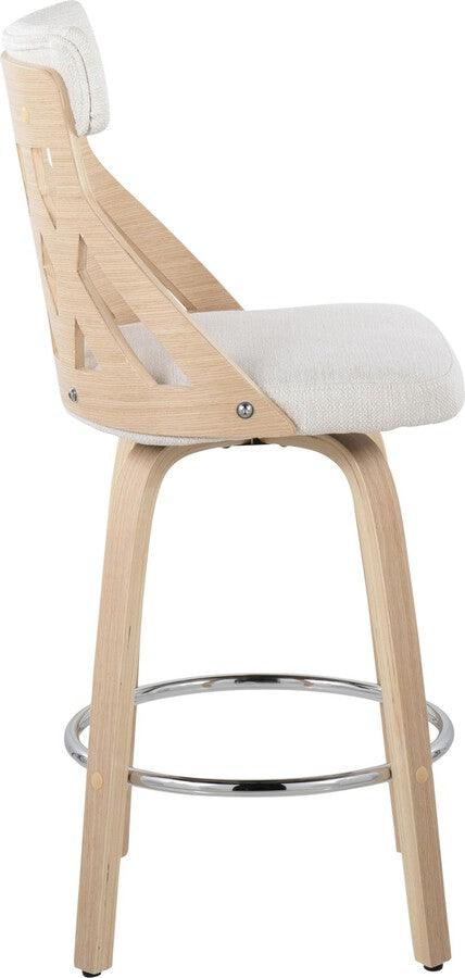 Lumisource Barstools - York 26" Counter Stool In Natural Wood & Cream Fabric With Chrome Footrest