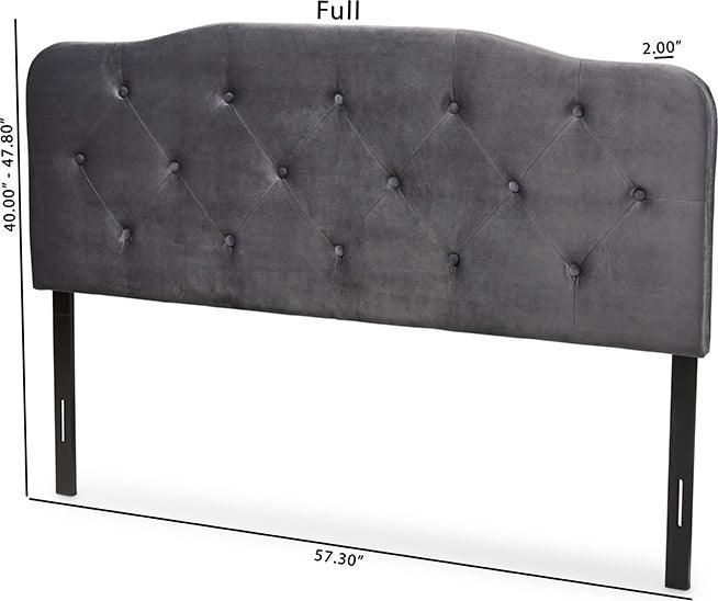 Wholesale Interiors Headboards - Gregory Grey Velvet Fabric Upholstered Queen Size Headboard