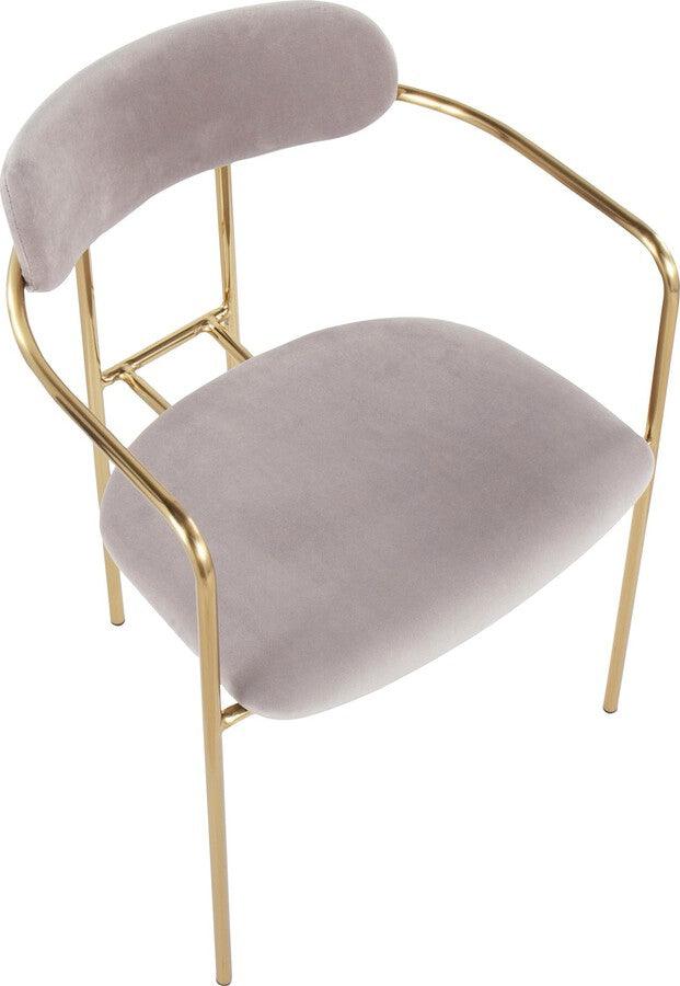 Lumisource Accent Chairs - Demi Contemporary Chair In Gold Metal & Silver Velvet (Set of 2)