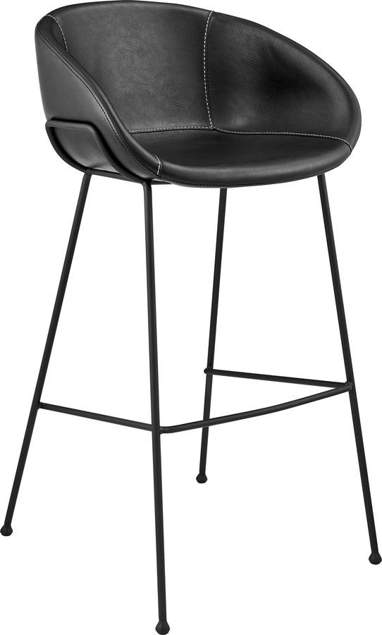 Euro Style Barstools - Zach Bar Stool with Black Leatherette and Matte Black Powder Coated Steel Frame and Legs - Set of 2