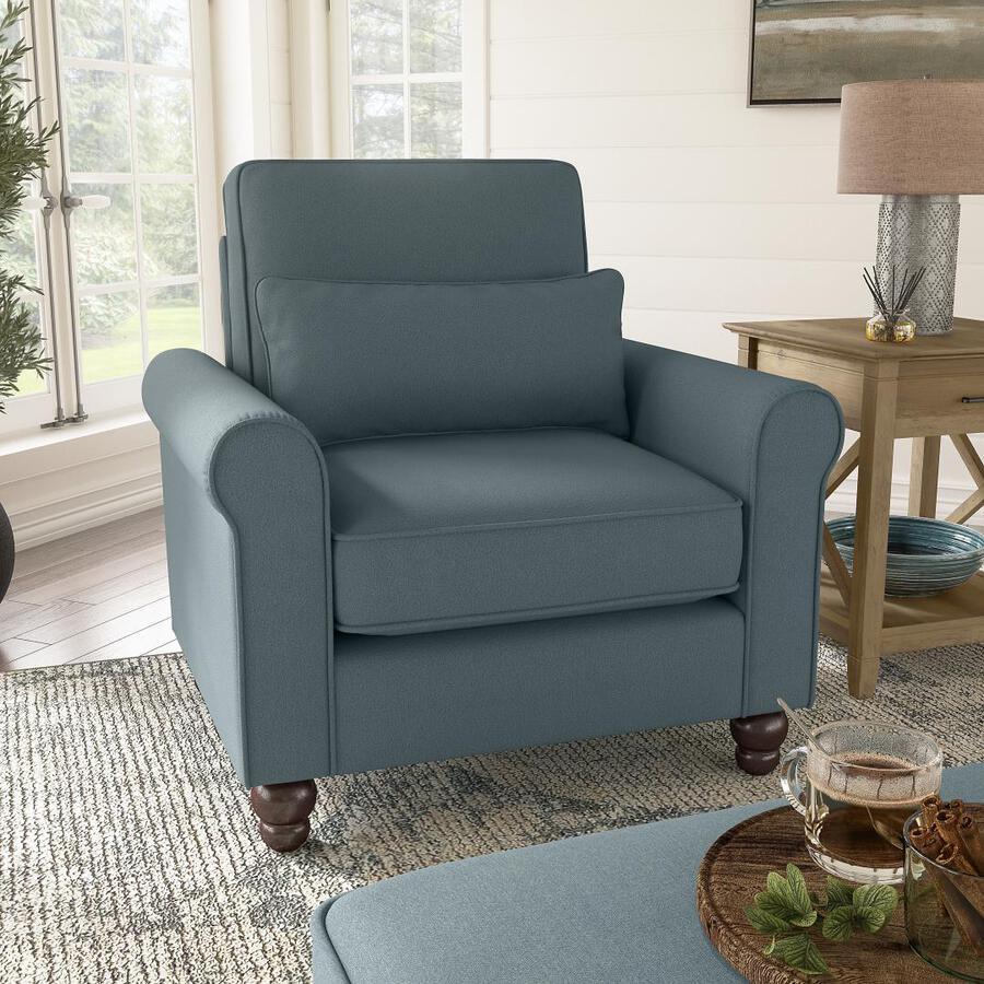 Bush Business Furniture Accent Chairs - Accent Chair with Arms Turkish Blue Herringbone Fabric O