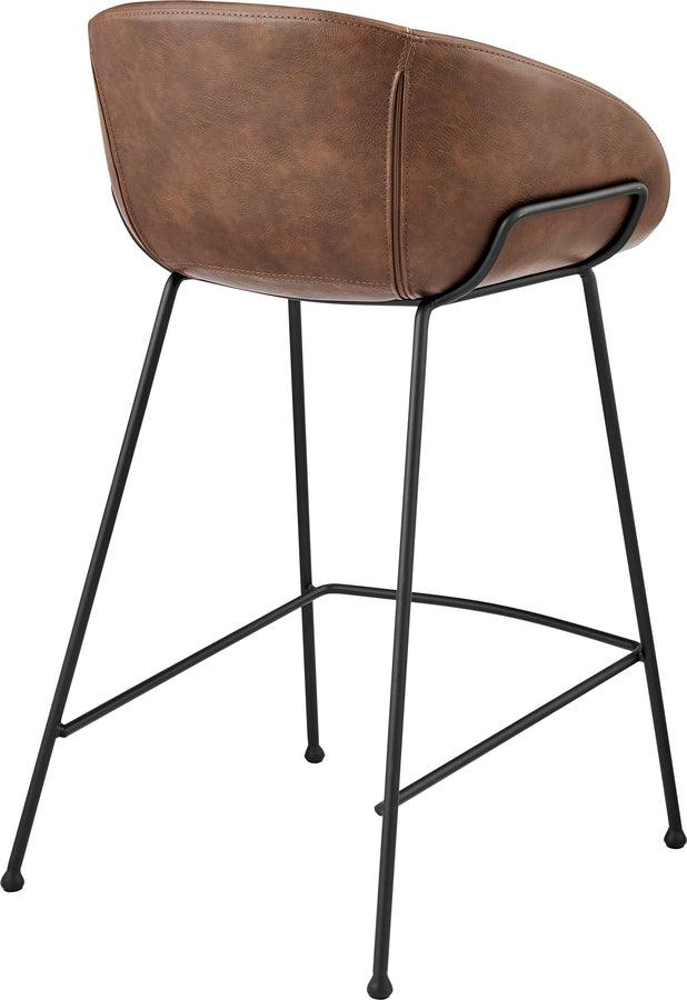 Euro Style Barstools - Zach Counter Stool with Leatherette and Matte Black Powder Coated Steel Frame and Legs - Set of 2
