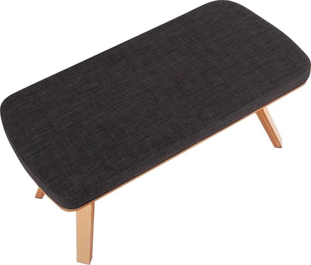 Lumisource Benches - Folia Bench In Natural Wood & Charcoal Fabric