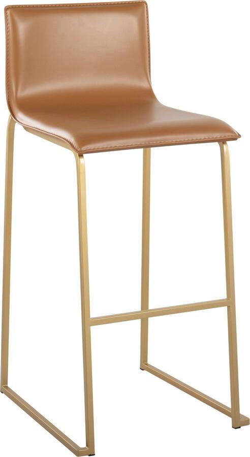 Lumisource Barstools - Mara Barstool In Gold Steel & Camel Faux Leather (Set of 2)