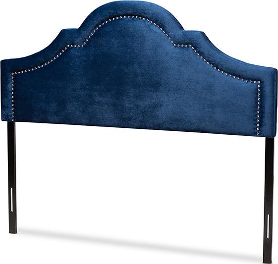 Wholesale Interiors Headboards - Rita Modern And Contemporary Navy Blue Velvet Fabric Upholstered Full Size Headboard