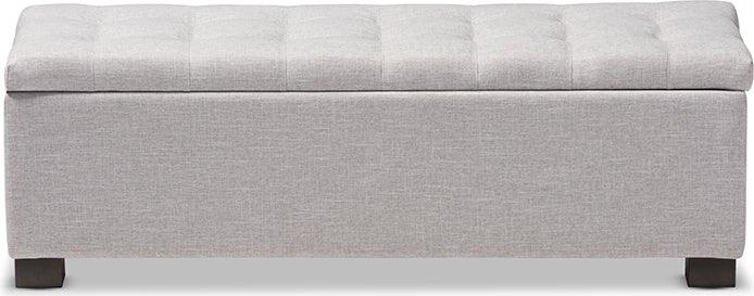 Wholesale Interiors Benches - Roanoke Grayish Beige Fabric Upholstered Grid-Tufting Storage Ottoman Bench