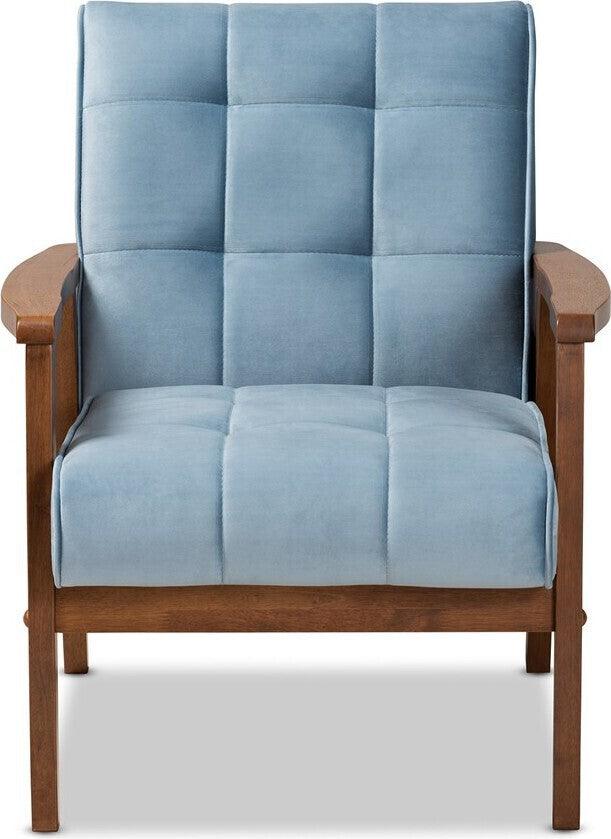 Wholesale Interiors Accent Chairs - Asta Armchair Light Blue & Walnut