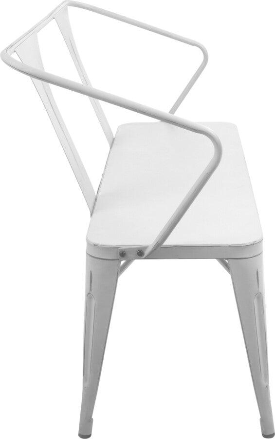 Lumisource Benches - Waco Industrial Bench in Vintage White Metal