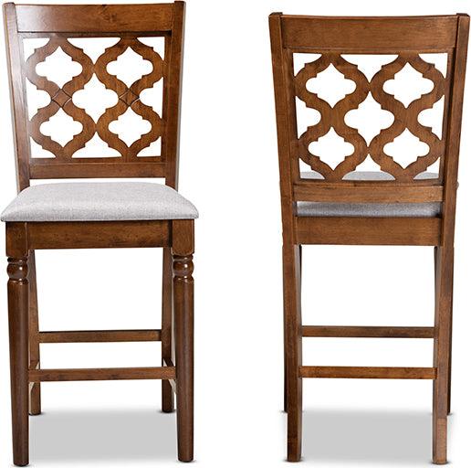 Wholesale Interiors Barstools - Ramiro Grey & Walnut Brown Finished Wood 2-Piece Counter Stool Set