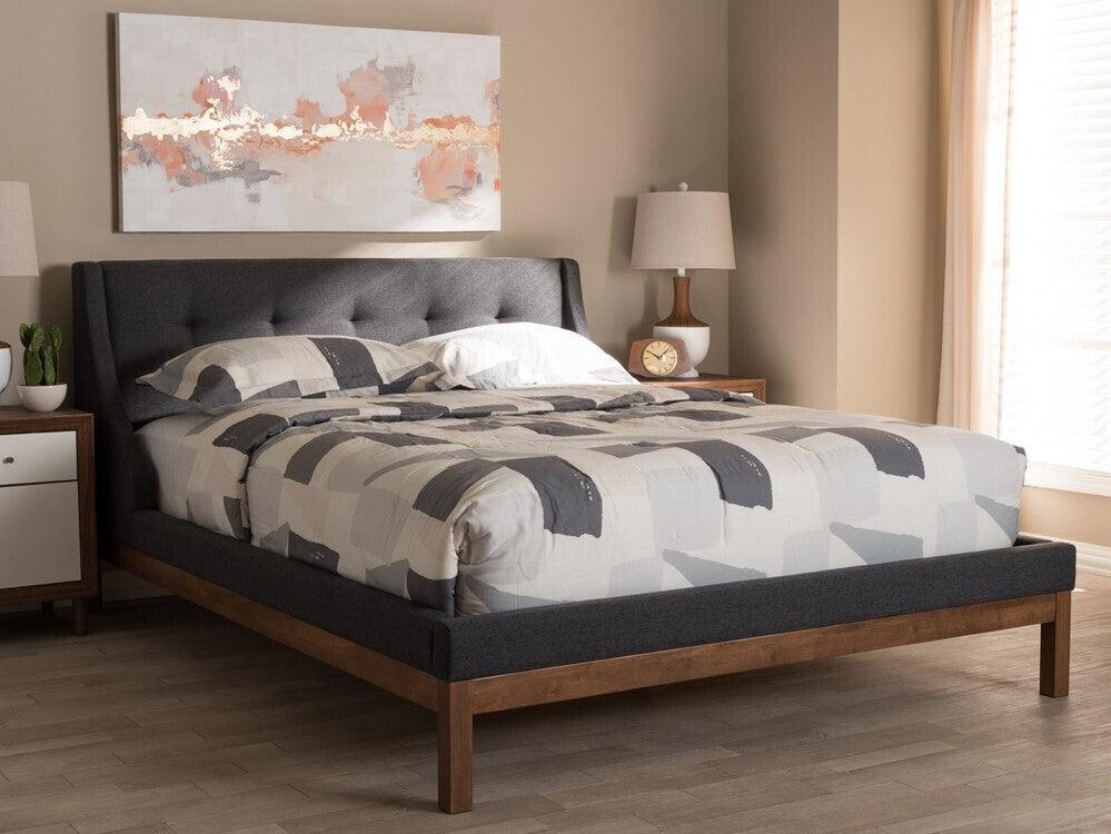 Wholesale Interiors Beds - Louvain Queen Bed Dark Gray & Walnut