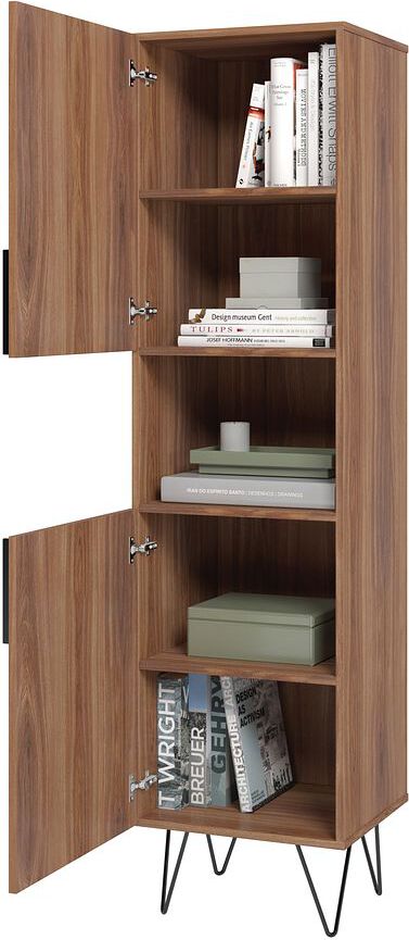 Manhattan Comfort Bookcases & Display Units - Beekman 17.51 Narrow Bookcase Cabinet in Brown and Black