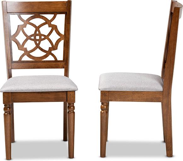 Wholesale Interiors Dining Chairs - Renaud Contemporary Grey Fabric and Brown Finished Wood 2-Piece Dining Chair Set