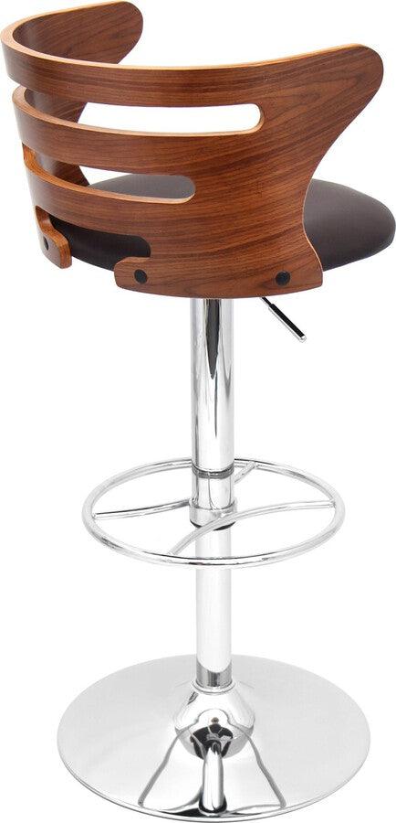 Lumisource Barstools - Cosi Adjustable Barstool With Swivel In Chrome, Walnut & Brown Faux Leather (Set of 2)