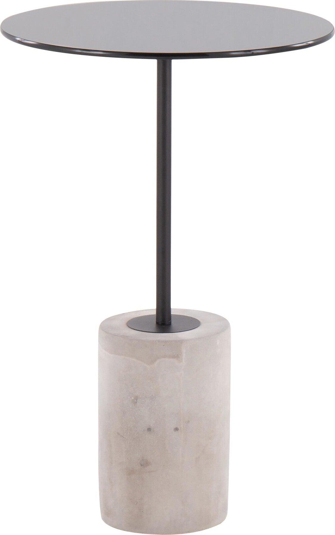 Lumisource Side & End Tables - Symbol Side Table Concrete & Black Steel & Black Glass