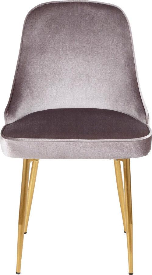 Lumisource Dining Chairs - Marcel Contemporary Dining Chair with Gold Frame and Silver Velvet Fabric - Set of 2