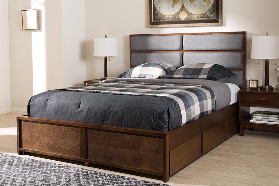 Wholesale Interiors Beds - Macey King Storage Bed Gray & Walnut Brown