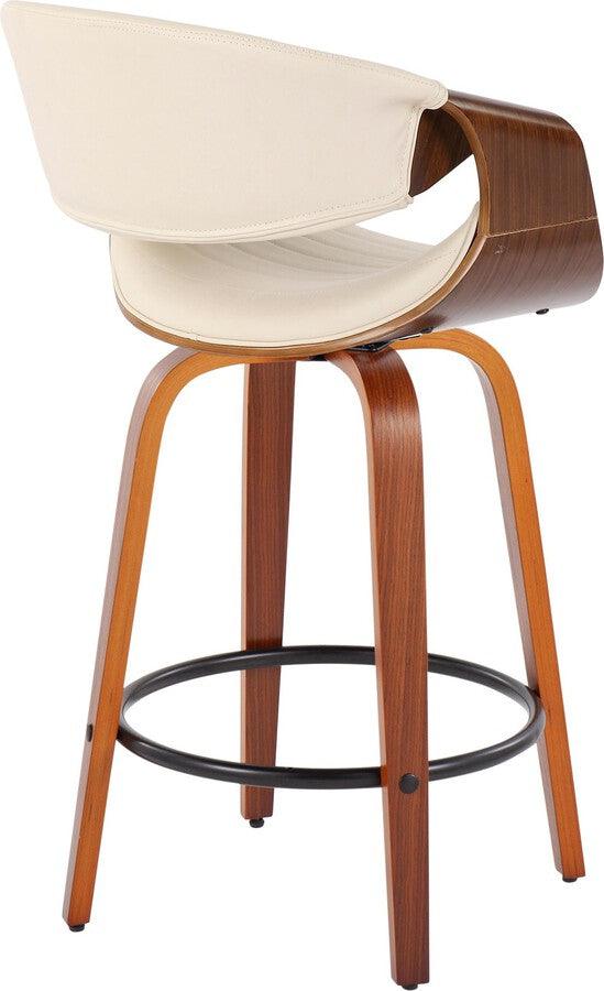 Lumisource Barstools - Symphony Counter Stool In Walnut & Cream Faux Leather (Set of 2)