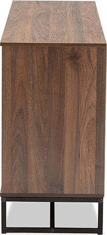 Wholesale Interiors Buffets & Sideboards - Neil Walnut Brown Finished Wood and Black Finished Metal 3-Door Dining Room Sideboard Buffet