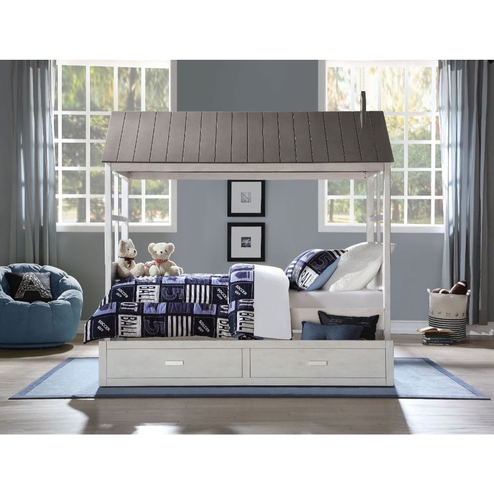 ACME Beds - ACME Tree House II Trundle (Twin), Weathered White & Washed Gray