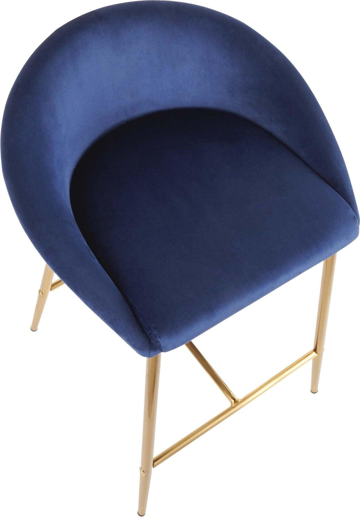 Lumisource Barstools - Matisse Counter Stool Gold & Blue (Set of 2)