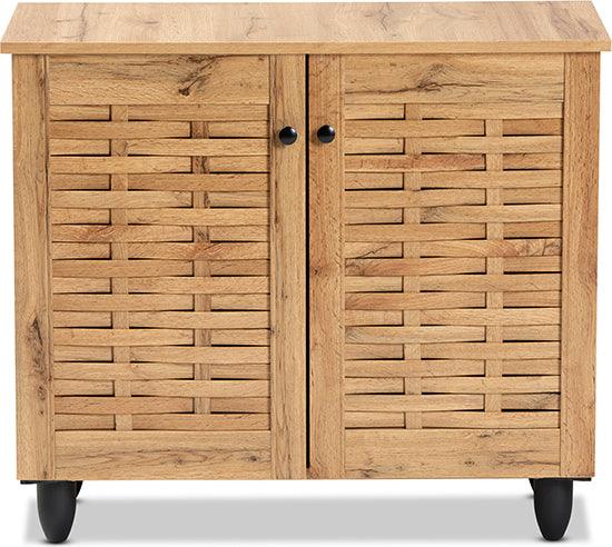 Wholesale Interiors Shoe Storage - Winda Oak Brown Finished Wood 2-Door Shoe Cabinet