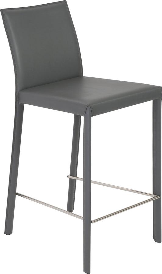 Euro Style Barstools - Hasina Counter Stool in Gray with Polished Stainless Steel Legs - Set of 2