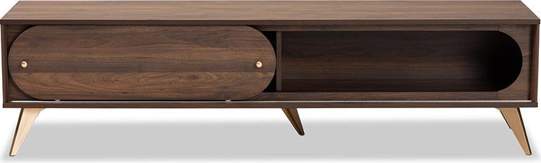 Wholesale Interiors TV & Media Units - Dena Walnut Brown Wood and Gold Finished TV Stand