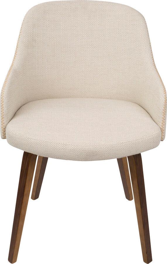 Lumisource Dining Chairs - Bacci Mid-Century Modern Dining/ Accent Chair in Walnut Wood and Cream Fabric