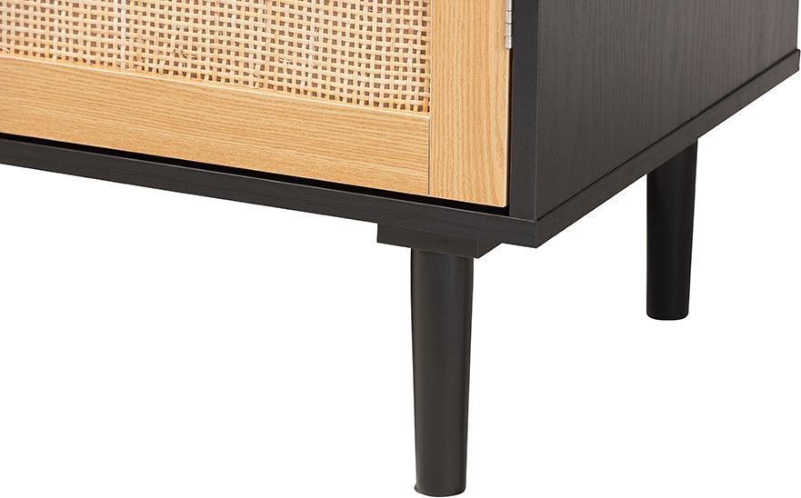 Wholesale Interiors Buffets & Cabinets - Maureen Mid-Century Modern Espresso Brown Wood And Rattan 2-Door Storage Cabinet