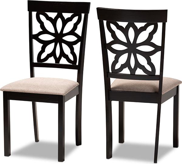 Wholesale Interiors Dining Chairs - Samwell Sand Fabric Upholstered and Dark Brown Finished Wood 2-Piece Dining Chair Set