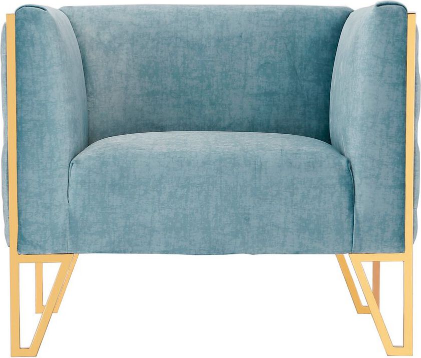 Manhattan Comfort Accent Chairs - Vector Accent Chair in Ocean Blue and Gold