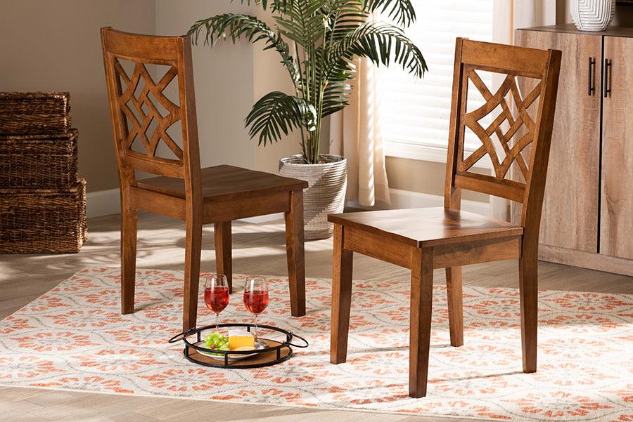 Wholesale Interiors Dining Chairs - Nicolette Walnut Brown Finished Wood 2-Piece Dining Chair Set