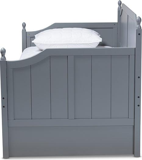 Wholesale Interiors Daybeds - Millie Cottage Farmhouse Grey Finished Wood Twin Size Daybed with Trundle Gray