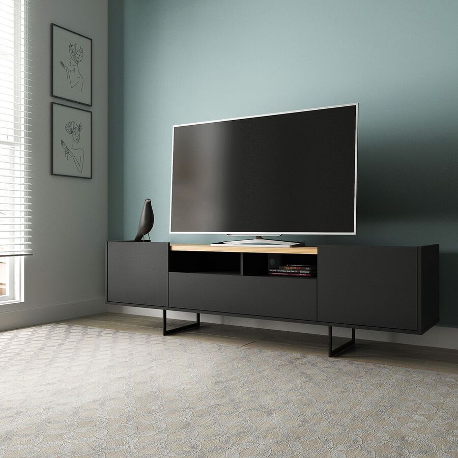 Manhattan Comfort TV & Media Units - Winston 70.86 TV Stand in Black and Cinnamon