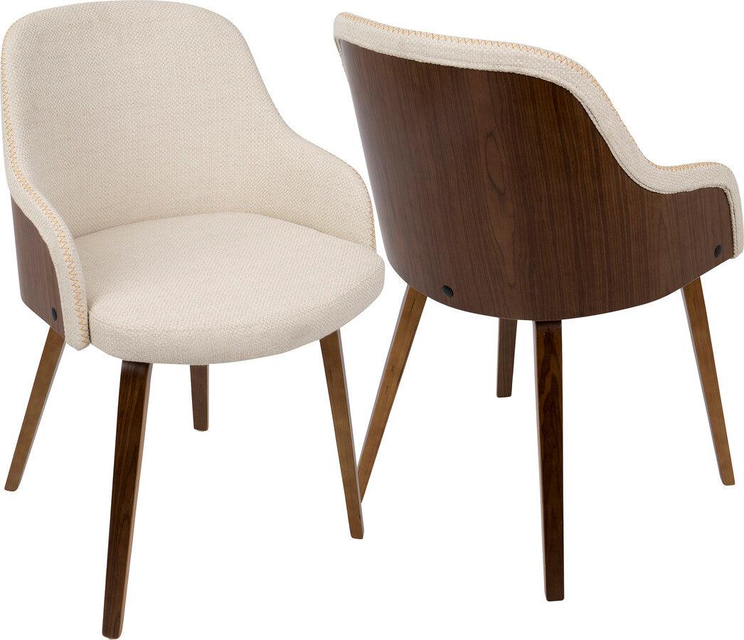 Lumisource Dining Chairs - Bacci Mid-Century Modern Dining/ Accent Chair in Walnut Wood and Cream Fabric