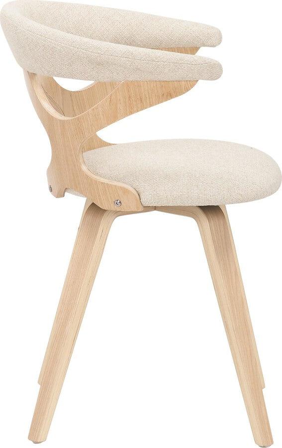 Lumisource Dining Chairs - Gardenia Mid-Century Modern Dining/accent Chair with Swivel in Natural Wood and Cream Fabric