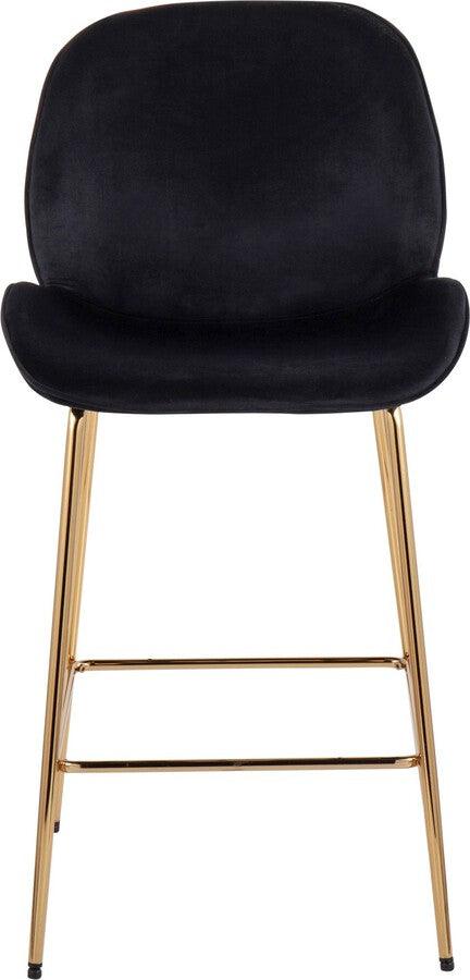 Lumisource Barstools - Diva /Glam Counter Stool In Gold Steel & Black Velvet (Set of 2)