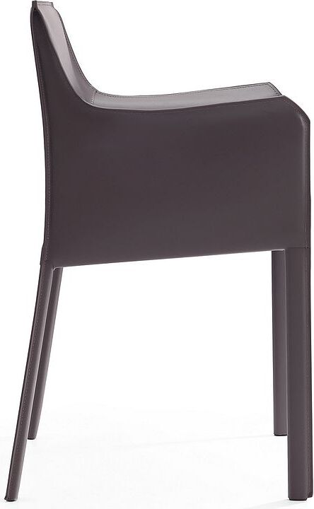 Manhattan Comfort Dining Chairs - Paris Grey Saddle Leather Armchair (Set of 2)