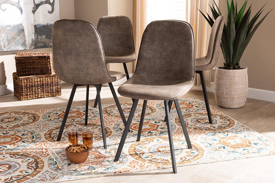Wholesale Interiors Dining Chairs - Filicia Grey And Brown Imitation Leather Upholstered 4-Piece Metal Dining Chair Set Set