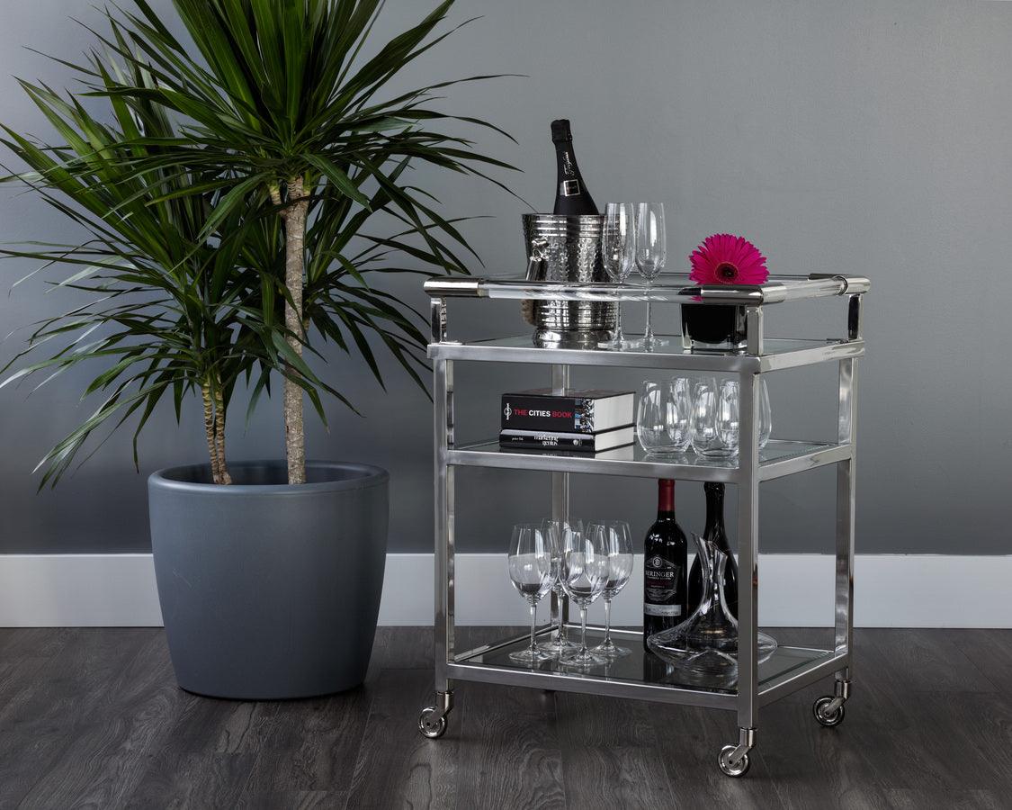 SUNPAN Bar Units & Wine Cabinets - Margo Bar Cart Silver Glass