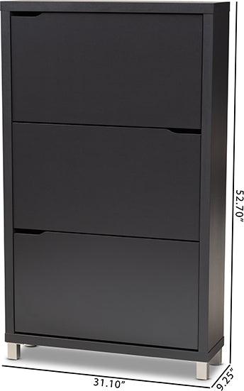 Wholesale Interiors Shoe Storage - Simms Contemporary Dark Grey Wood Shoe Storage Cabinet with 6 Fold-Out Racks