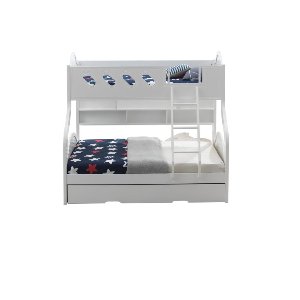 ACME Furniture Beds - ACME Grover Twin/Full Bunk Bed w/Storage, White